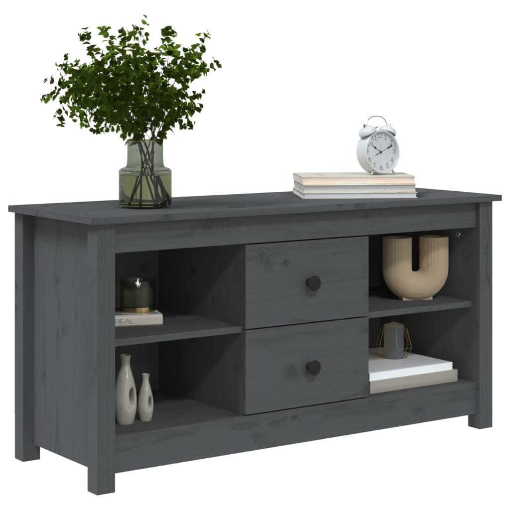 vidaXL TV Cabinet Grey 103x36.5x52 cm Solid Wood Pine