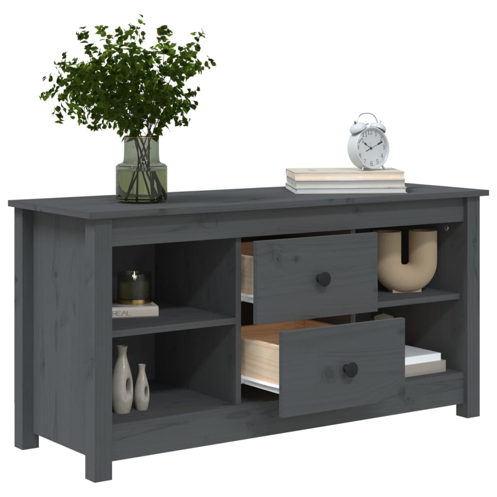 vidaXL TV Cabinet Grey 103x36.5x52 cm Solid Wood Pine