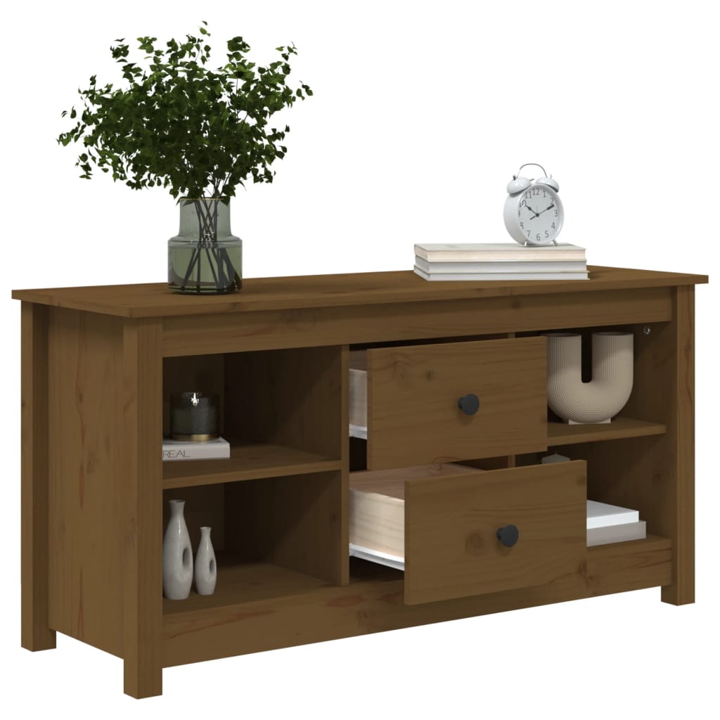 vidaXL TV Cabinet Honey Brown 103x36.5x52 cm Solid Wood Pine