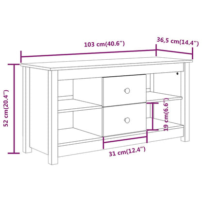 vidaXL TV Cabinet Honey Brown 103x36,5x52 cm Solid Wood Pine