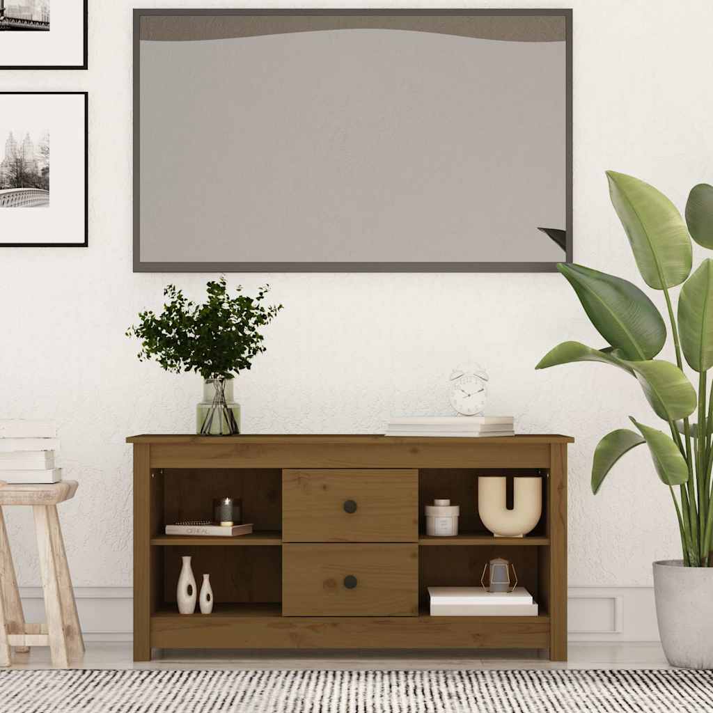 vidaXL TV Cabinet Honey Brown 103x36,5x52 cm Solid Wood Pine