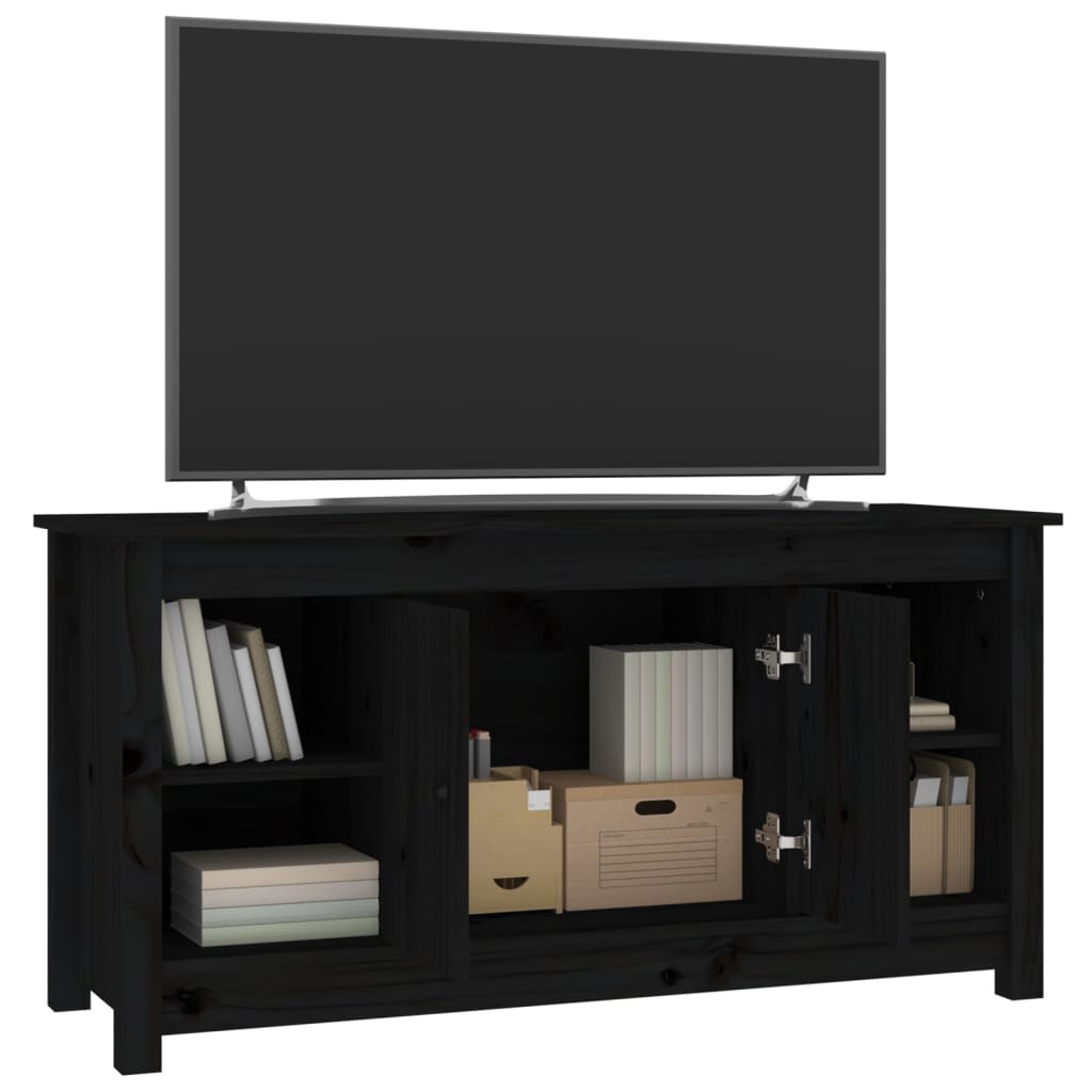 vidaXL TV Cabinet Black 103x36,5x52 cm Solid Wood Pine