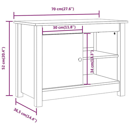 vidaXL TV Cabinet White 70x36.5x52 cm Solid Wood Pine
