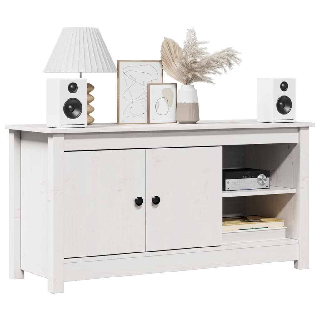 vidaXL TV Cabinet White 103x36.5x52 cm Solid Wood Pine