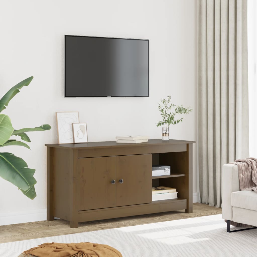vidaXL TV Cabinet Honey Brown 103x36.5x52 cm Solid Wood Pine