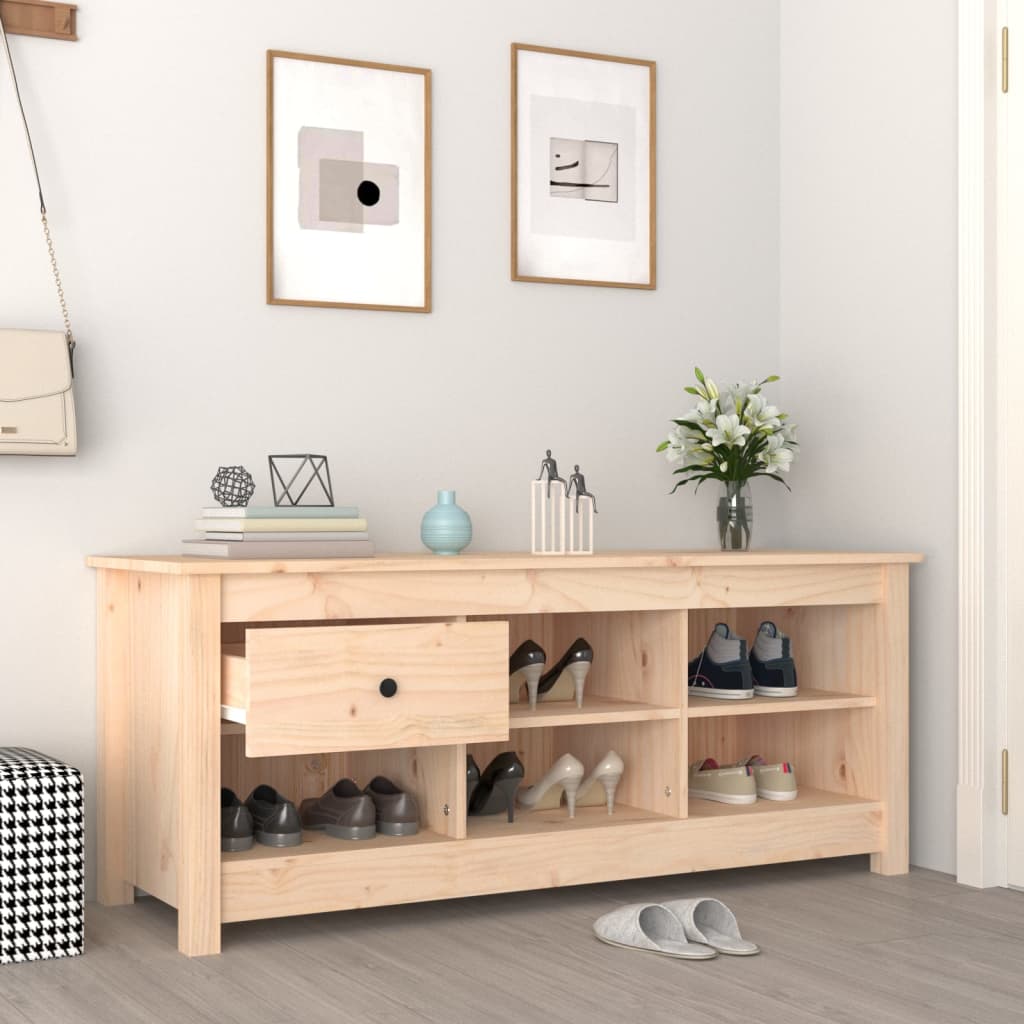 vidaXL Shoe Cabinet 110x38x45.5 cm Solid Wood Pine