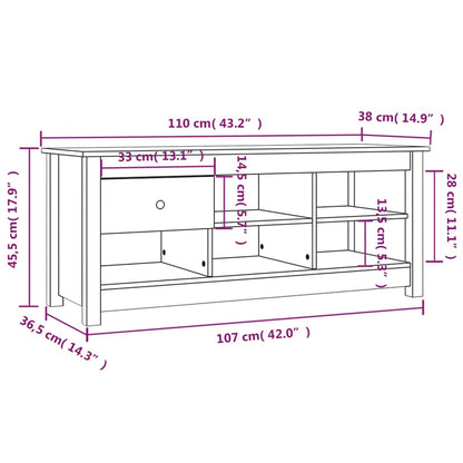 vidaXL Shoe Cabinet White 110x38x45.5 cm Solid Wood Pine