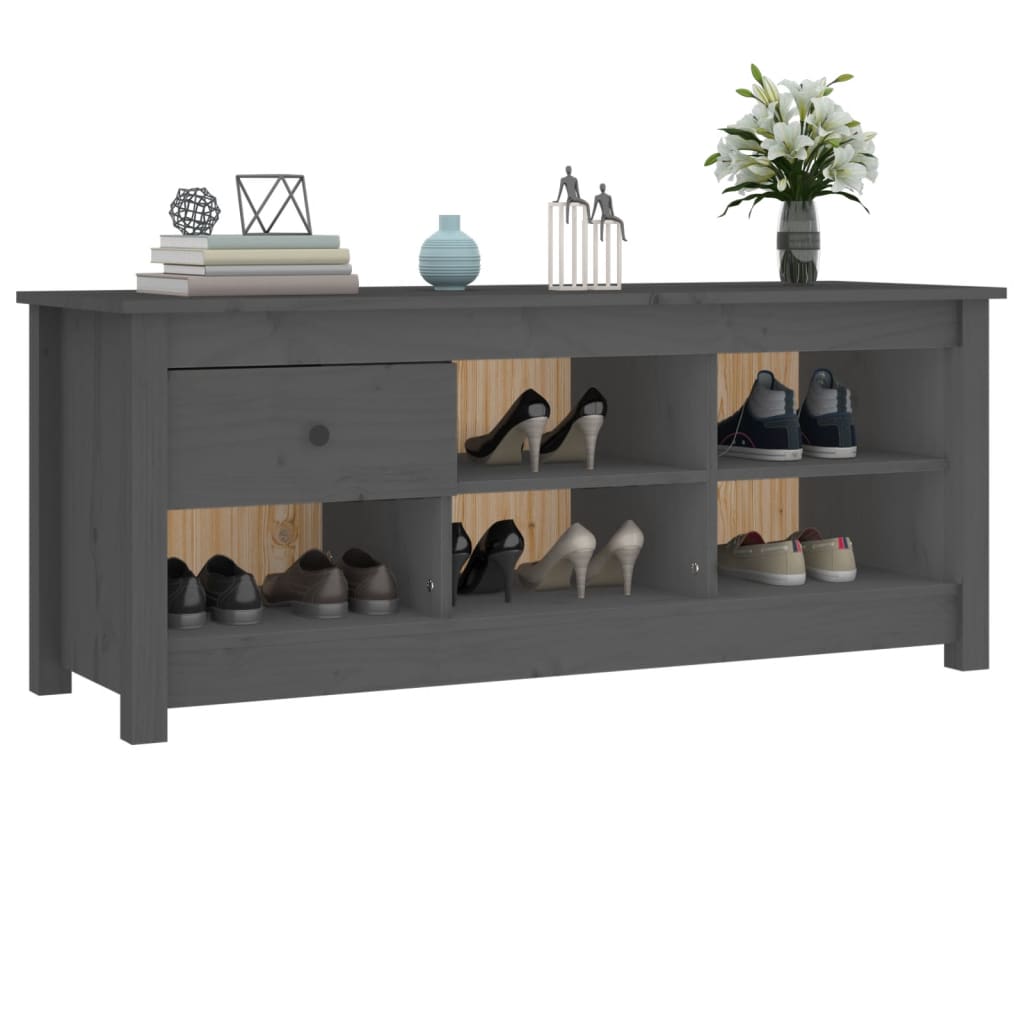 vidaXL Shoe Cabinet Grey 110x38x45.5 cm Solid Wood Pine