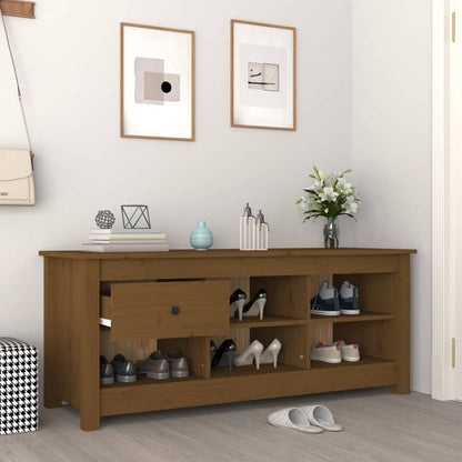 vidaXL Shoe Cabinet Honey Brown 110x38x45.5 cm Solid Wood Pine
