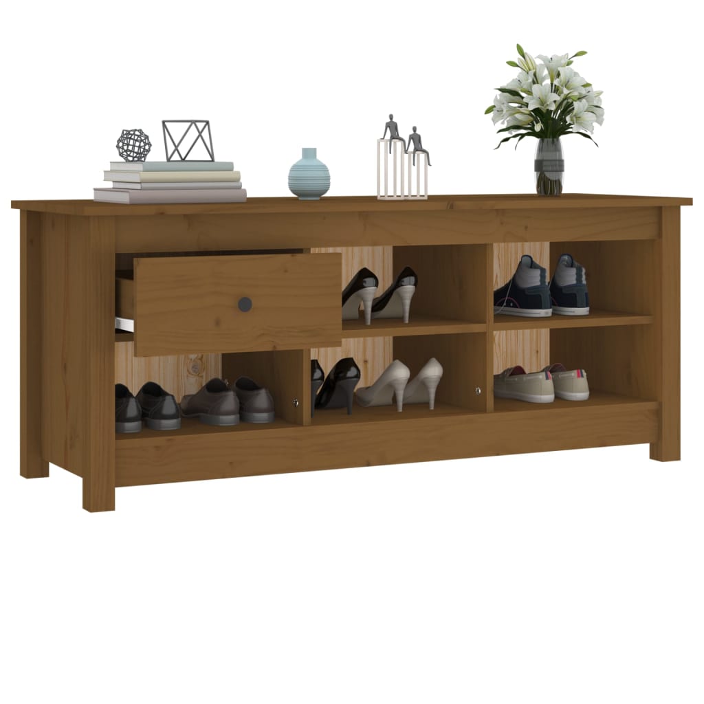 vidaXL Shoe Cabinet Honey Brown 110x38x45.5 cm Solid Wood Pine