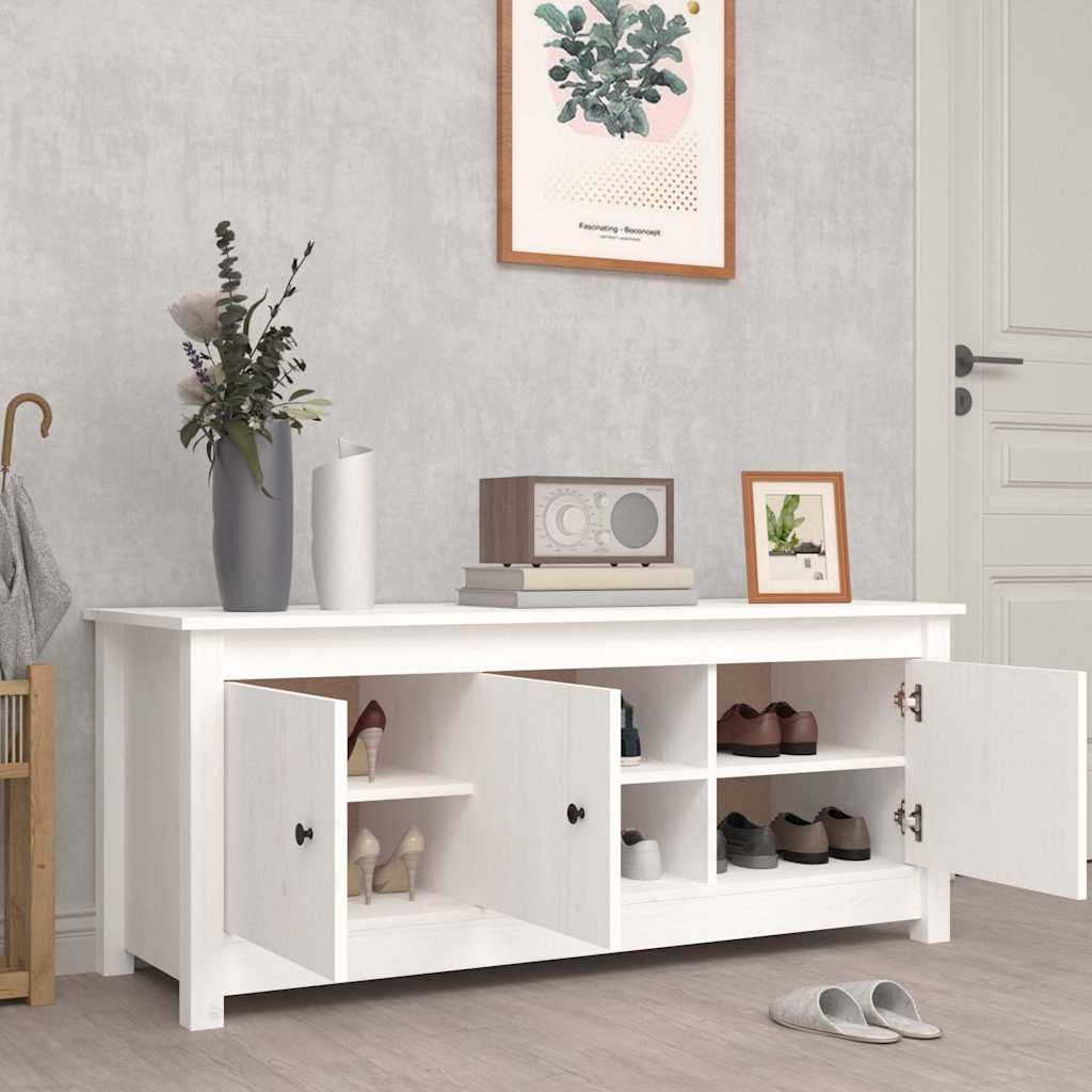vidaXL Shoe Cabinet White 110x38x45.5 cm Solid Wood Pine