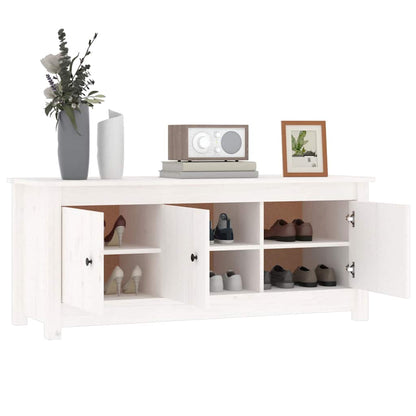 vidaXL Shoe Cabinet White 110x38x45,5 cm Solid Wood Pine