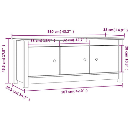 vidaXL Shoe Cabinet White 110x38x45,5 cm Solid Wood Pine