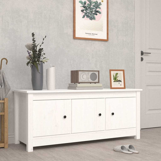 vidaXL Shoe Cabinet White 110x38x45,5 cm Solid Wood Pine