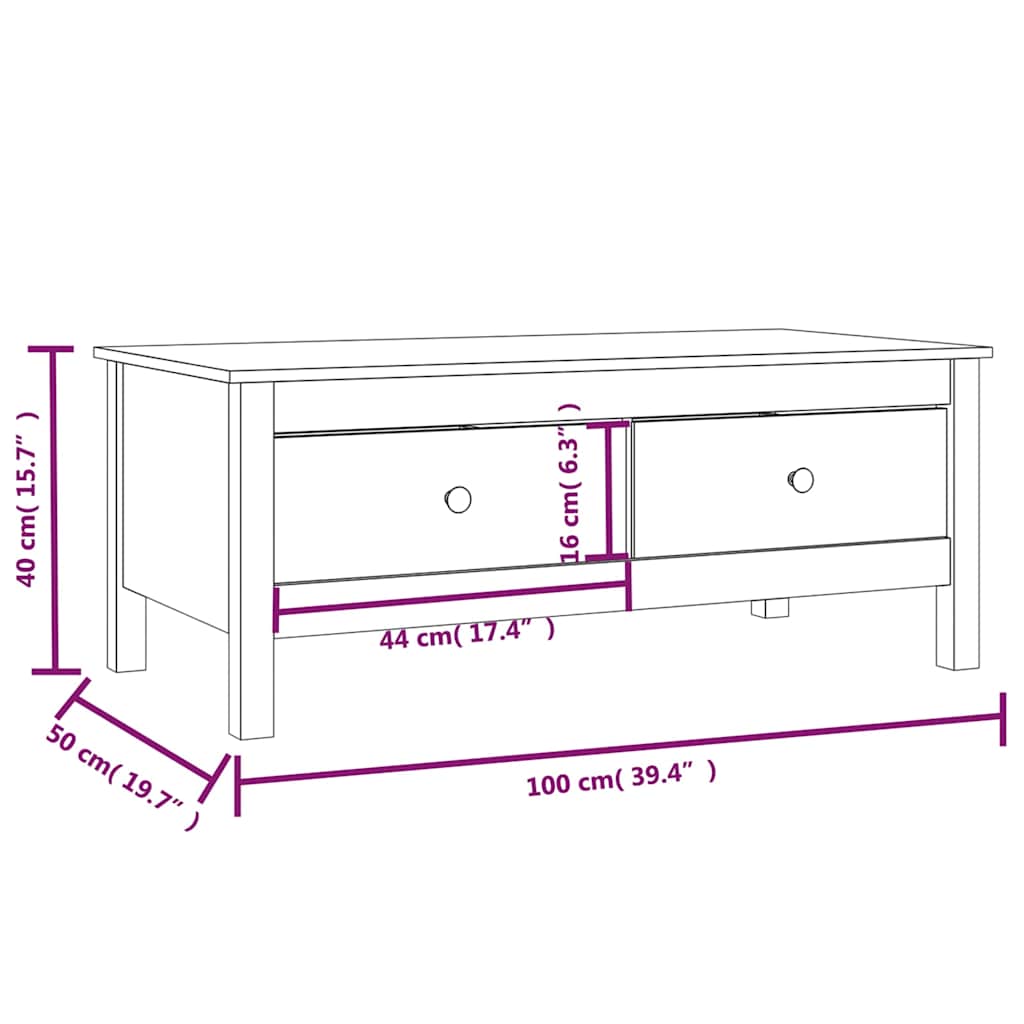 vidaXL Coffee Table 100x50x40 cm Solid Wood Pine