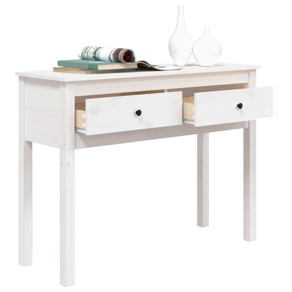 vidaXL Console Table White 100x35x75 cm Solid Wood Pine