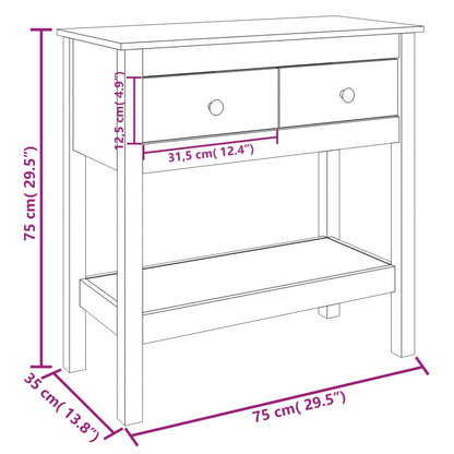 vidaXL Console Table 75x35x75 cm Solid Wood Pine
