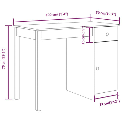 vidaXL Desk 100x50x75 cm Solid Wood Pine