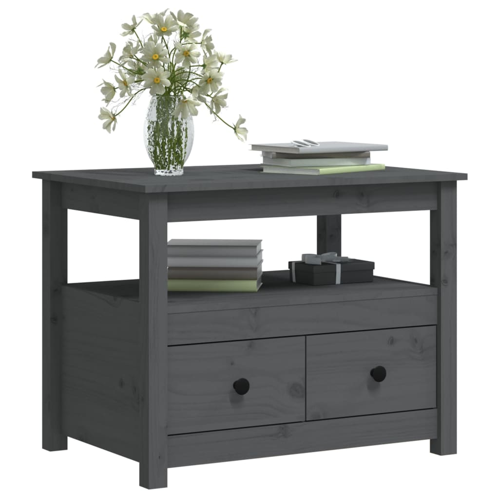vidaXL Coffee Table Grey 71x49x55 cm Solid Wood Pine