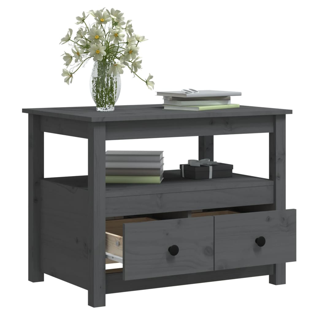 vidaXL Coffee Table Grey 71x49x55 cm Solid Wood Pine
