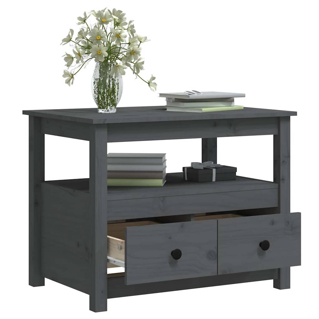 vidaXL Coffee Table Grey 71x49x55 cm Solid Wood Pine
