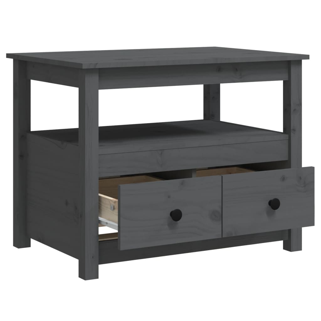 vidaXL Coffee Table Grey 71x49x55 cm Solid Wood Pine