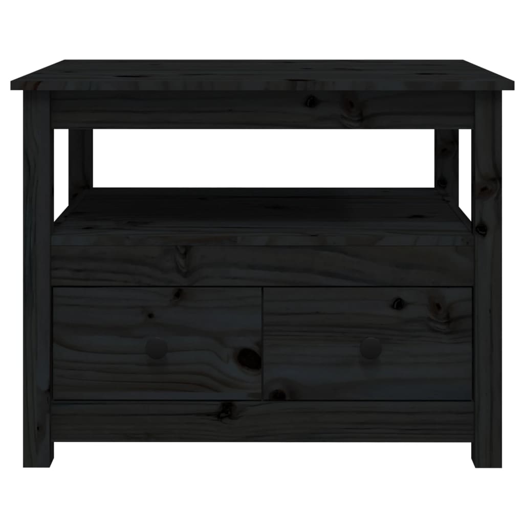 vidaXL Coffee Table Black 71x49x55 cm Solid Wood Pine