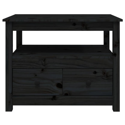 vidaXL Coffee Table Black 71x49x55 cm Solid Wood Pine