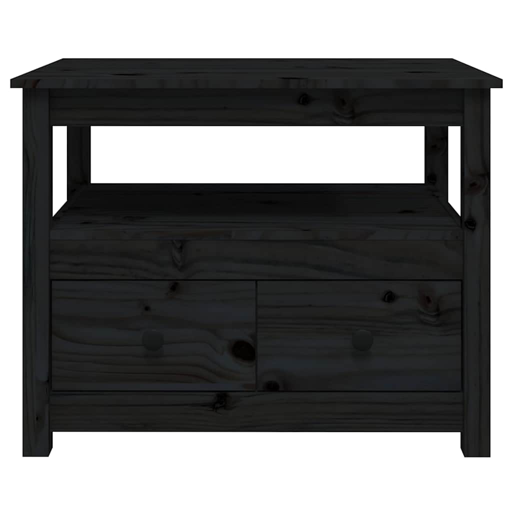 vidaXL Coffee Table Black 71x49x55 cm Solid Wood Pine