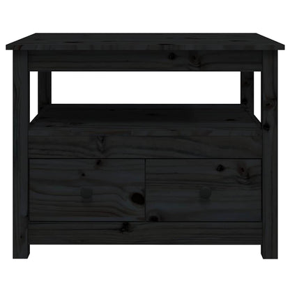 vidaXL Coffee Table Black 71x49x55 cm Solid Wood Pine