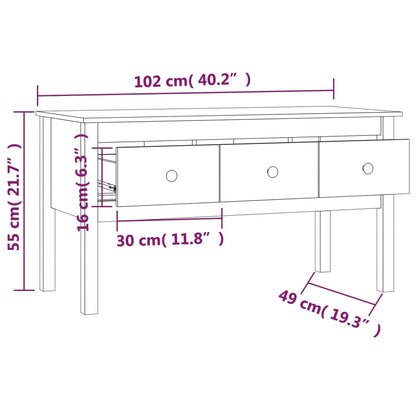 vidaXL Coffee Table Honey Brown 102x49x55 cm Solid Wood Pine