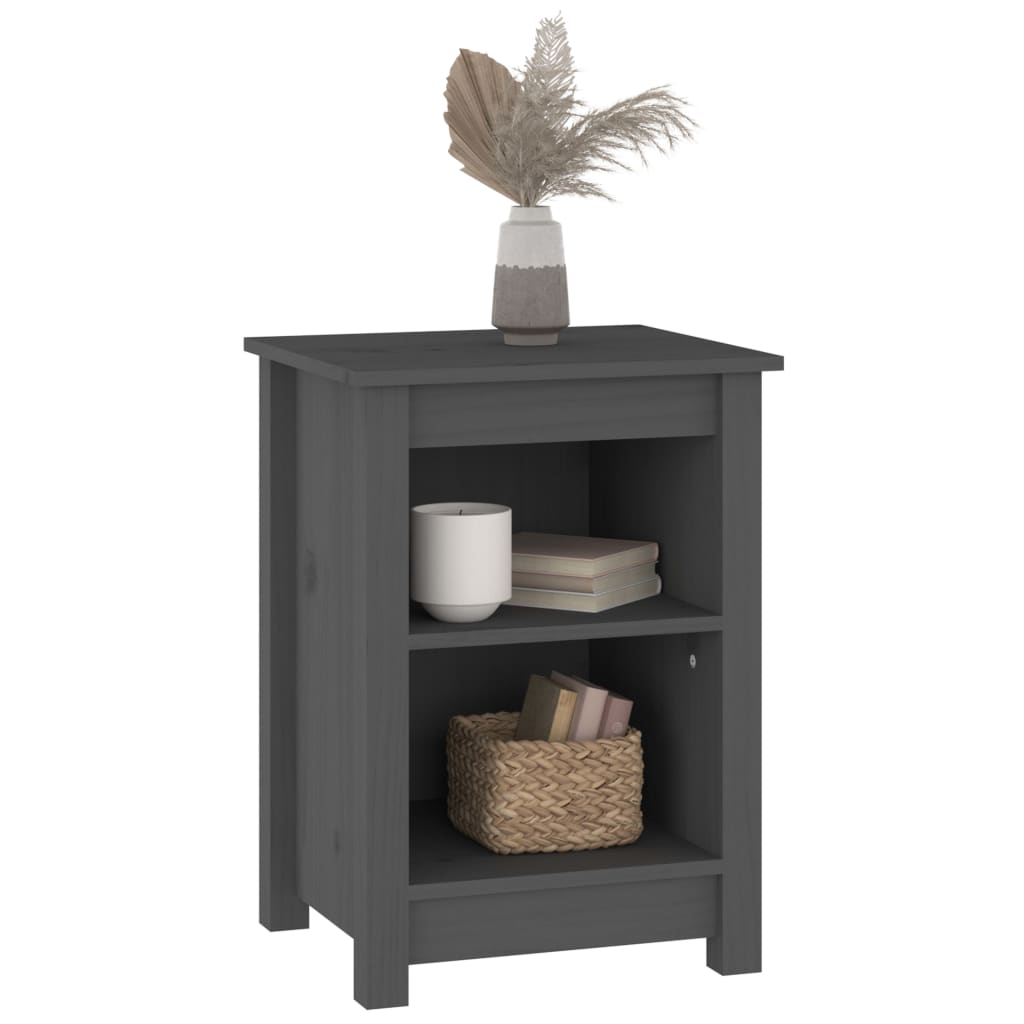 vidaXL Bedside Cabinet | Set of 2 | Grey | Solid pine wood | 40x35x55 cm