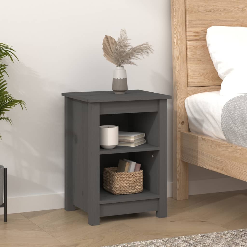 vidaXL Bedside Cabinet | Set of 2 | Grey | Solid pine wood | 40x35x55 cm