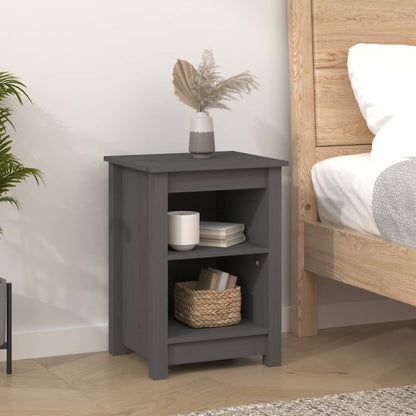 vidaXL Bedside Cabinet | Set of 2 | Grey | Solid pine wood | 40x35x55 cm