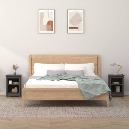 vidaXL Bedside Cabinet | Set of 2 | Grey | Solid pine wood | 40x35x55 cm