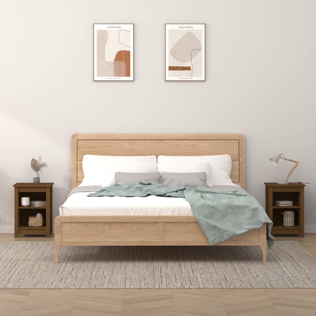 vidaXL Bedside Cabinets 2 pcs Honey Brown 40x35x55 cm Solid Wood Pine