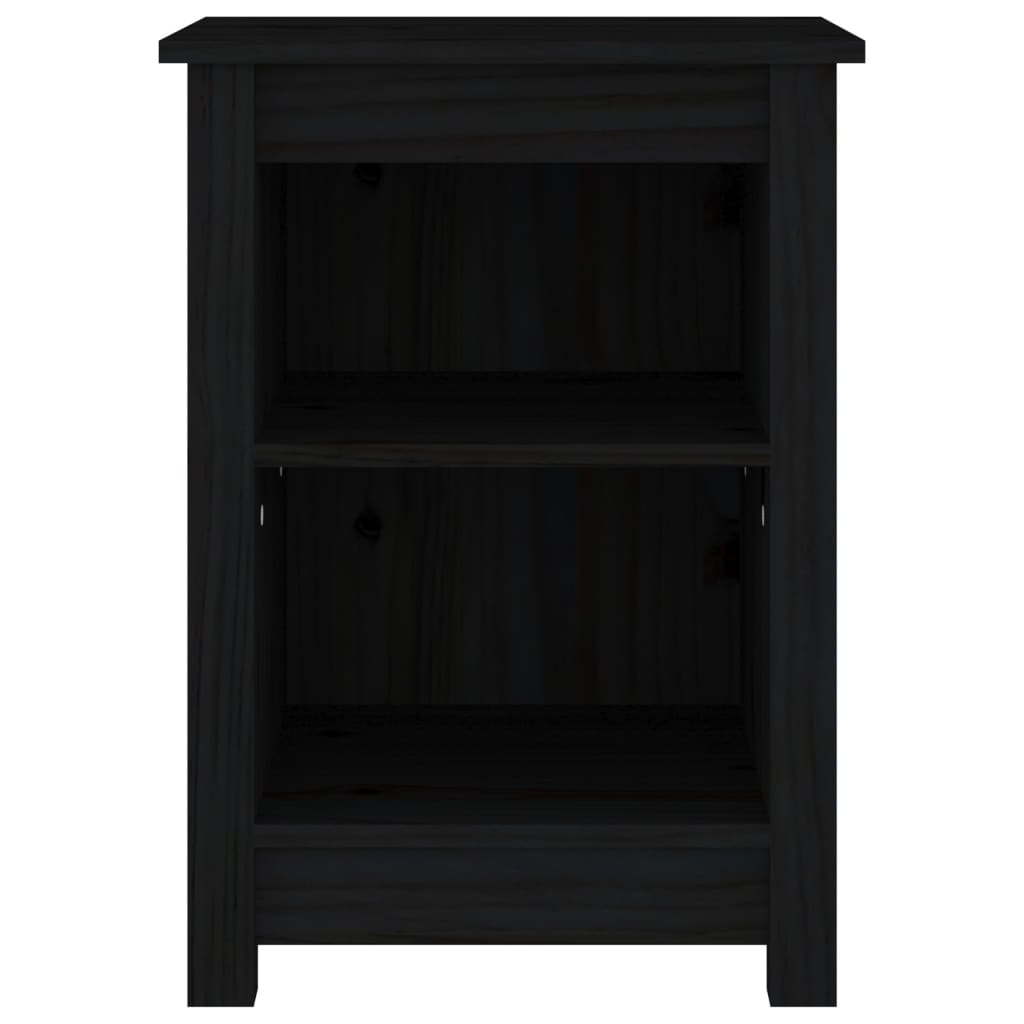 vidaXL Bedside Cabinet Black 40x35x55 cm Solid Wood Pine