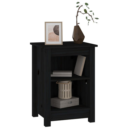 vidaXL Bedside Cabinet Black 40x35x55 cm Solid Wood Pine