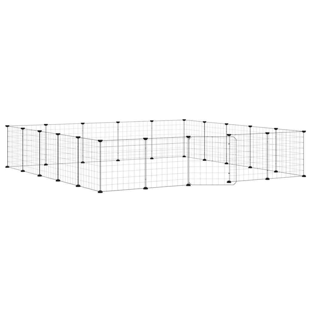 vidaXL 20-Panel Pet Cage with Door Black 175x175x35 cm Steel