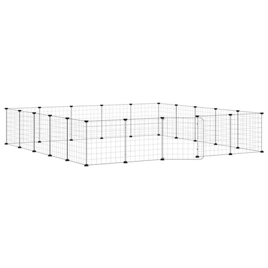 vidaXL 20-Panel Pet Cage with Door Black 175x175x35 cm Steel
