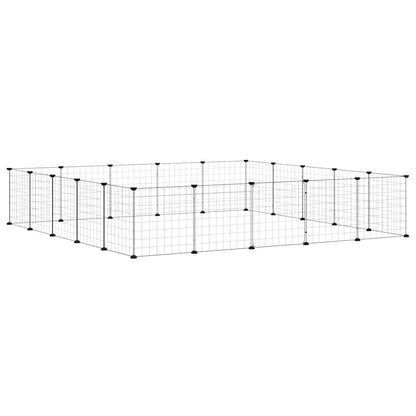 vidaXL 20-Panel Pet Cage with Door Black 175x175x35 cm Steel