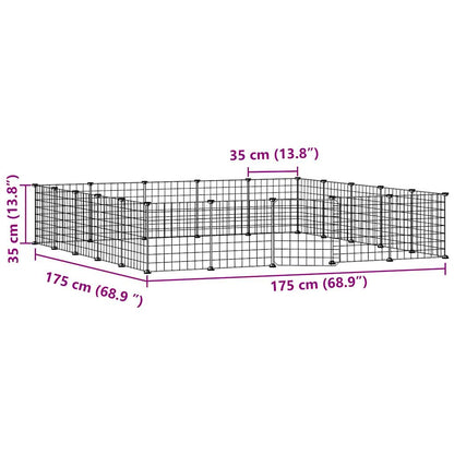 vidaXL 20-Panel Pet Cage with Door Black 35x35 cm Steel