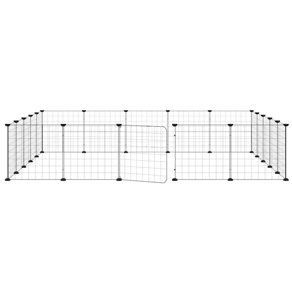vidaXL 20-Panel Pet Cage with Door Black 175x175x35 cm Steel