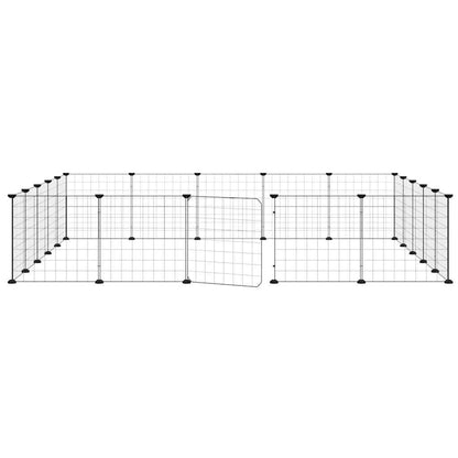 vidaXL 20-Panel Pet Cage with Door Black 175x175x35 cm Steel