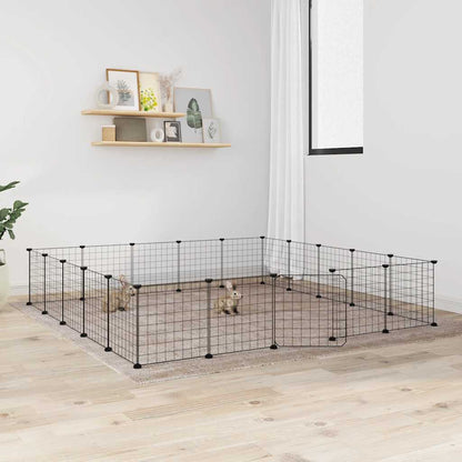 vidaXL 20-Panel Pet Cage with Door Black 35x35 cm Steel