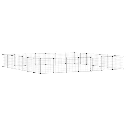 vidaXL 28-Panel Pet Cage with Door Black 245x245x35 cm Steel