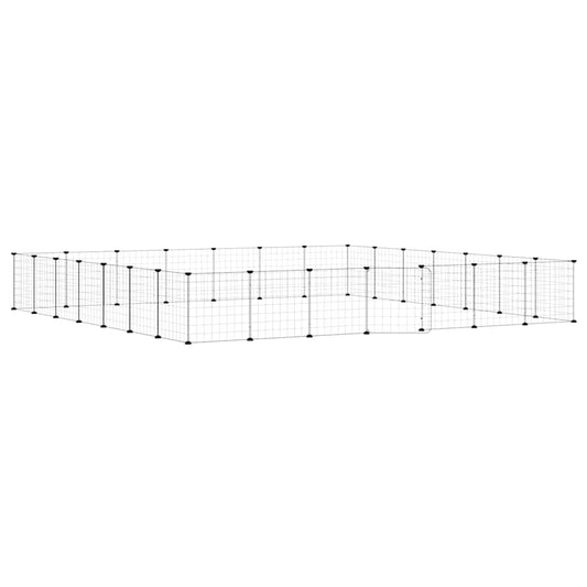 vidaXL 28-Panel Pet Cage with Door Black 245x245x35 cm Steel