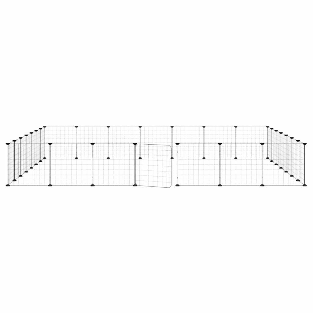 vidaXL 28-Panel Pet Cage with Door Black 245x245x35 cm Steel