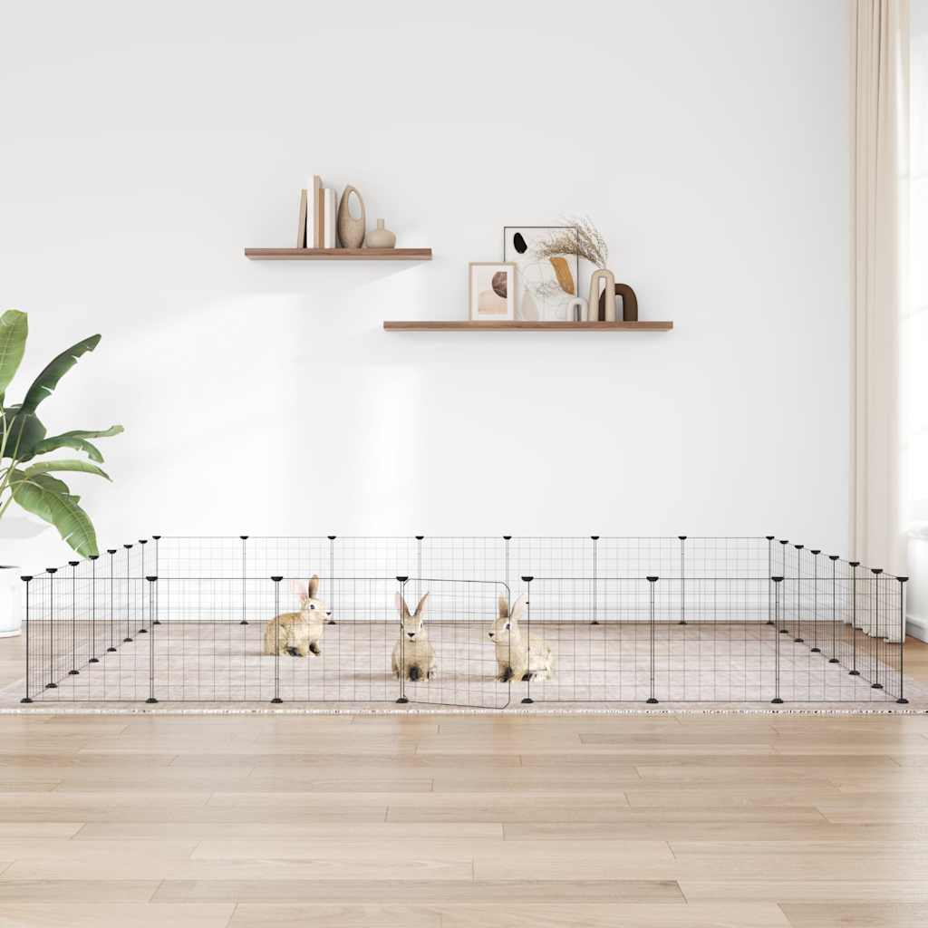 vidaXL 28-Panel Pet Cage with Door Black 245x245x35 cm Steel