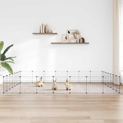 vidaXL 28-Panel Pet Cage with Door Black 245x245x35 cm Steel
